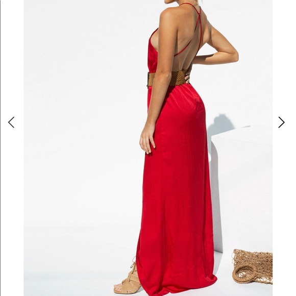 Red Slip Dress from Saboskirt with slit - Picture 1 of 2